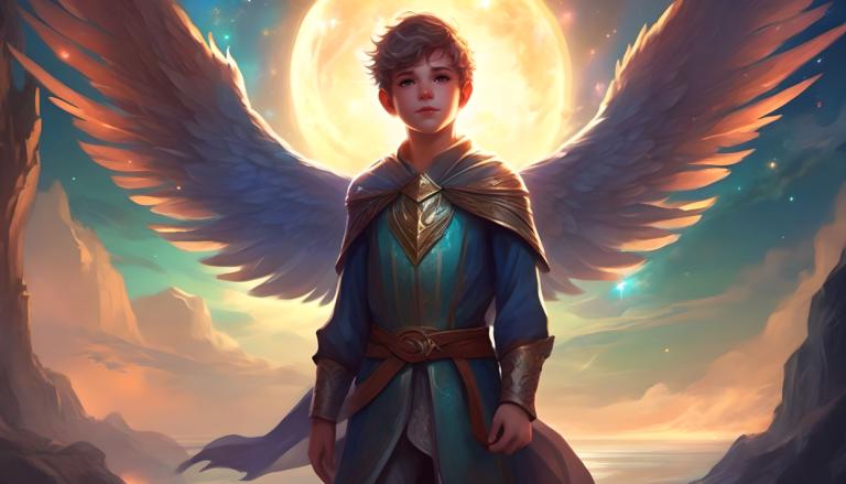 Fantasy Art,Fantasy Art, People, boy, wings, solo, moon, male focus, blue eyes, 1boy, sky, short hair