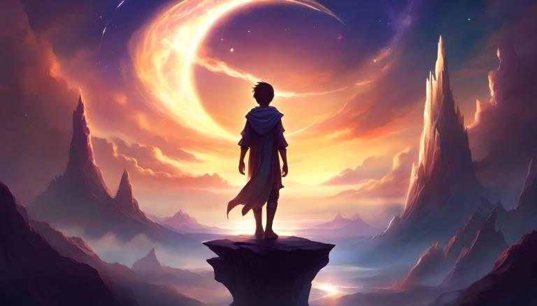 Fantasy Art,Fantasy Art, People, boy, 1boy, solo, sky, male focus, from behind, cloud, standing, moon