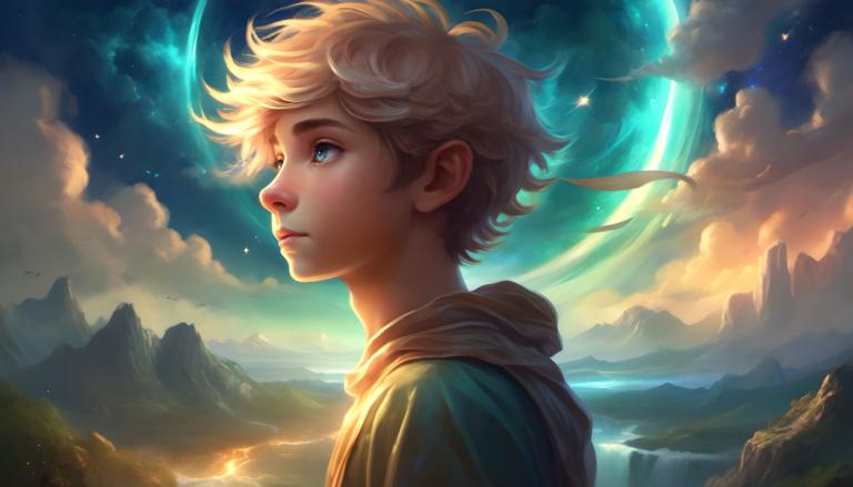 Fantasy Art,Fantasy Art, People, boy, solo, sky, 1boy, cloud, blonde hair, male focus, blue eyes, star (sky)