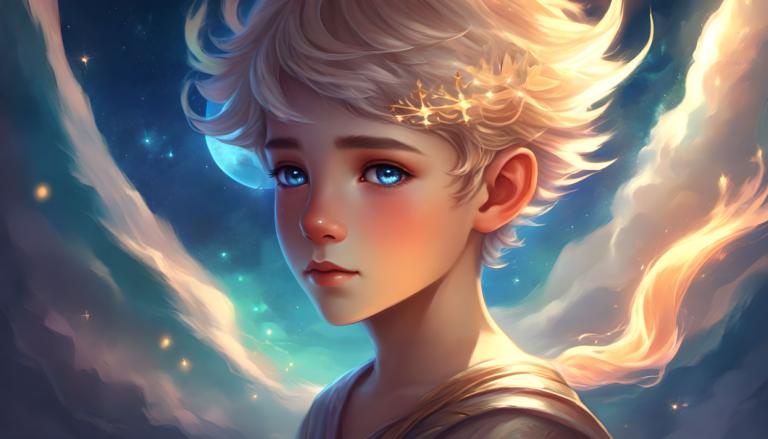 Fantasy Art,Fantasy Art, People, boy, solo, blue eyes, sky, blonde hair, cloud, looking at viewer