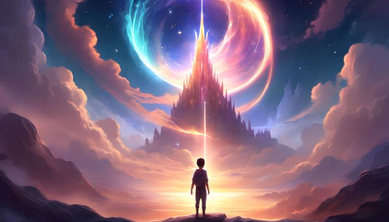 Fantasy Art,Fantasy Art, People, boy, sky, cloud, 1boy, scenery, solo, star (sky), fantasy, from behind, moon