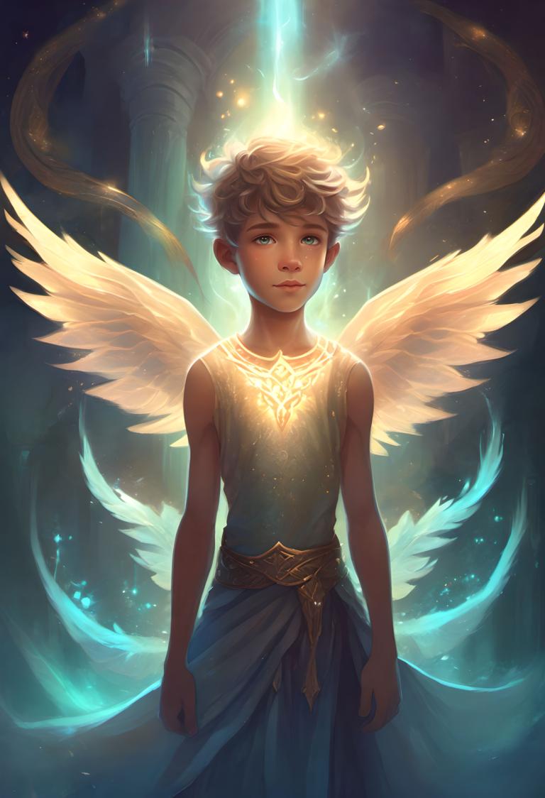 Fantasy Art,Fantasy Art, People, boy, solo, wings, 1girl, short hair, blue eyes, looking at viewer, dress