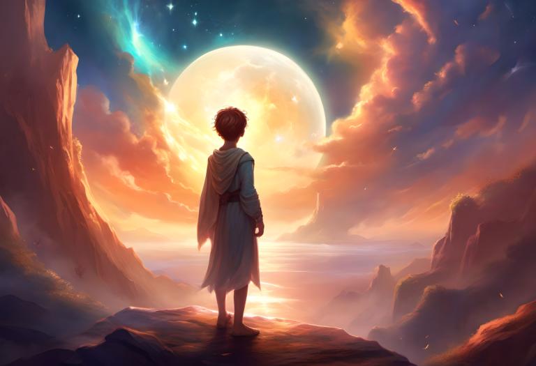 Fantasy Art,Fantasy Art, People, boy, 1boy, male focus, solo, sky, moon, cloud, cape, emiya shirou