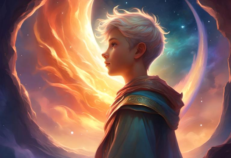 Fantasy Art,Fantasy Art, People, boy, solo, sky, 1boy, male focus, star (sky), white hair, profile