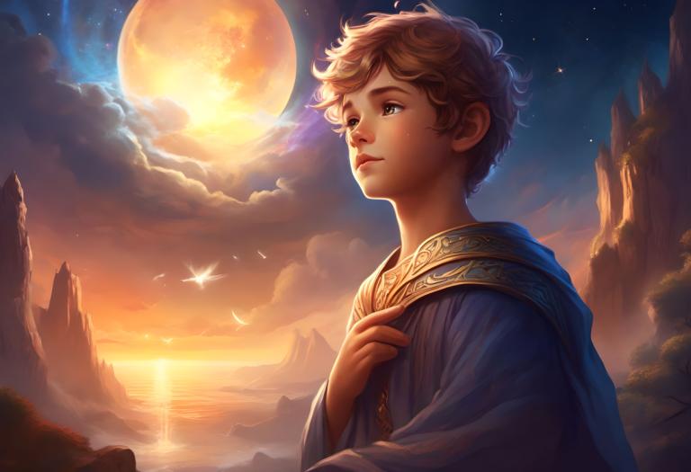 Fantasy Art,Fantasy Art, People, boy, solo, moon, sky, 1boy, full moon, male focus, cloud, bird, brown hair