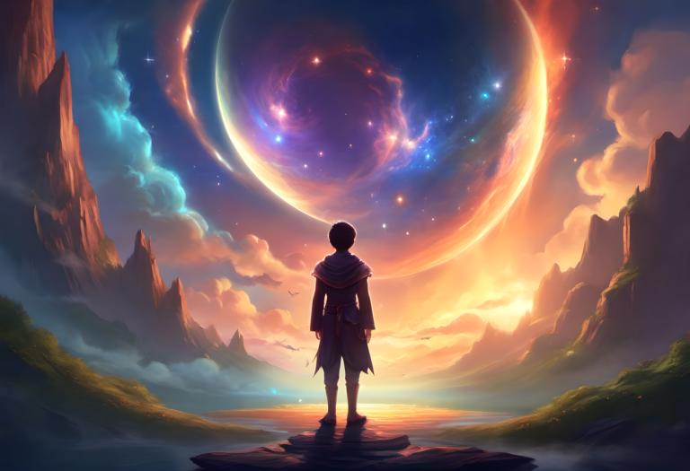 Fantasy Art,Fantasy Art, People, boy, sky, solo, 1boy, from behind, cloud, scenery, male focus, standing