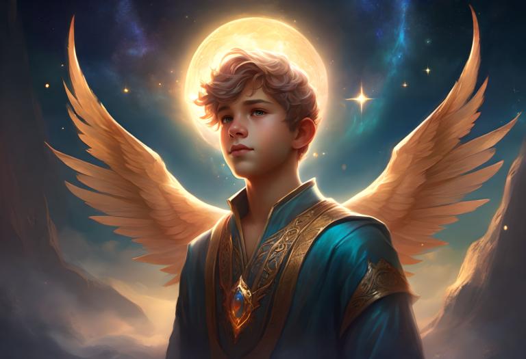 Fantasy Art,Fantasy Art, People, boy, 1boy, male focus, wings, solo, sky, moon, night, jewelry, star (sky)