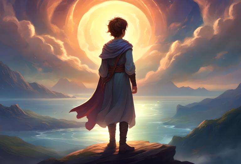 Fantasy Art,Fantasy Art, People, boy, 1boy, male focus, solo, from behind, sky, cloud, cape, standing