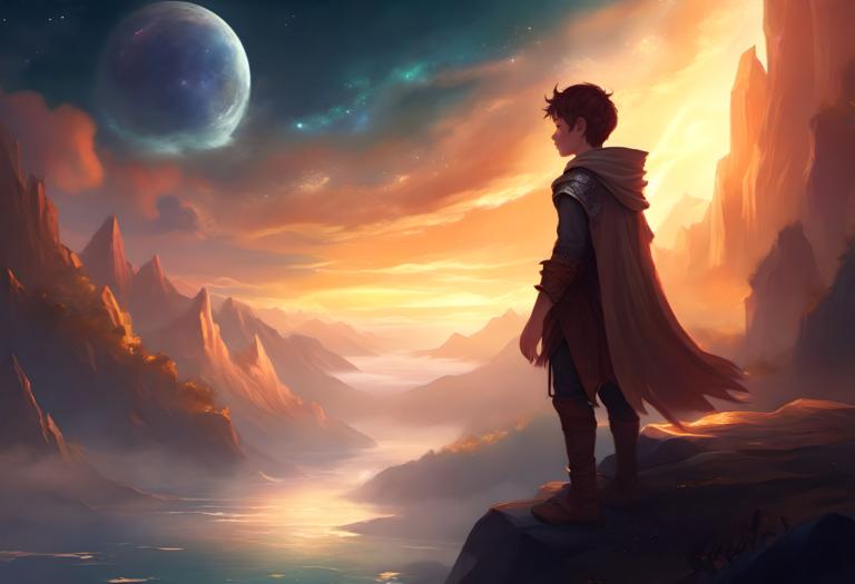 Fantasy Art,Fantasy Art, People, boy, 1boy, solo, male focus, cape, sky, moon, boots, standing, cloud