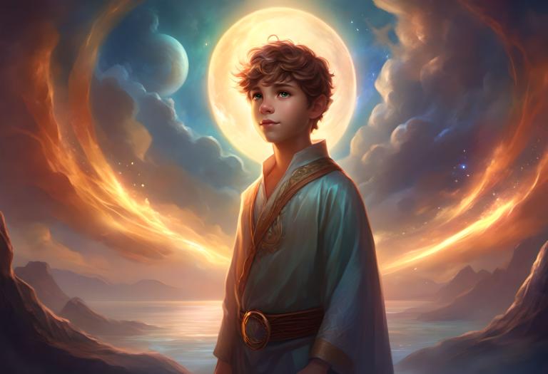 Fantasy Art,Fantasy Art, People, boy, moon, solo, 1boy, male focus, sky, cloud, brown hair, full moon