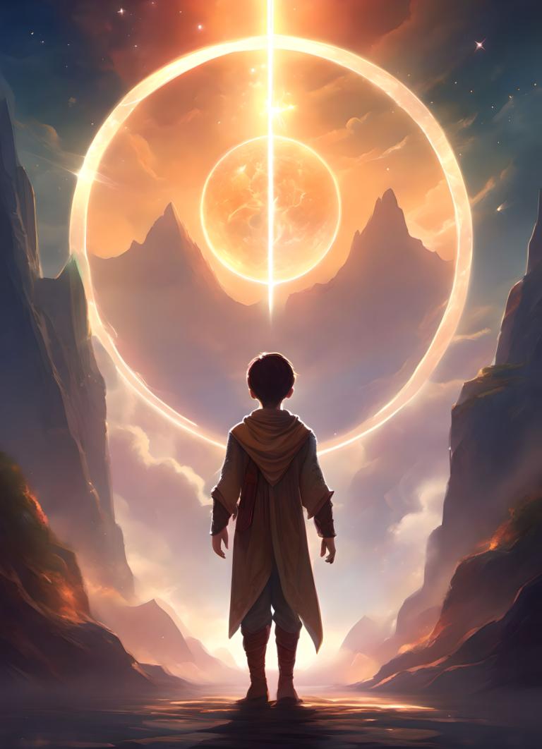 Fantasy Art,Fantasy Art, People, boy, 1boy, solo, sky, male focus, from behind, standing, moon, cloud