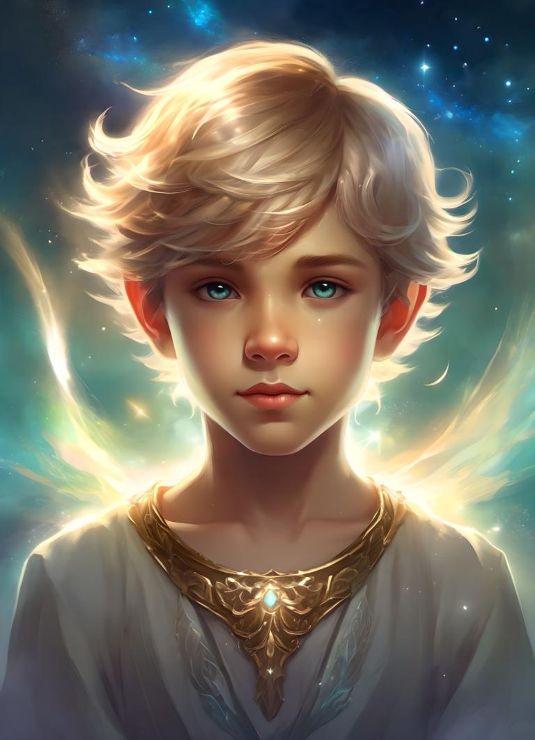 Fantasy Art,Fantasy Art, People, boy, solo, blonde hair, looking at viewer, male focus, 1boy, sky, blue eyes