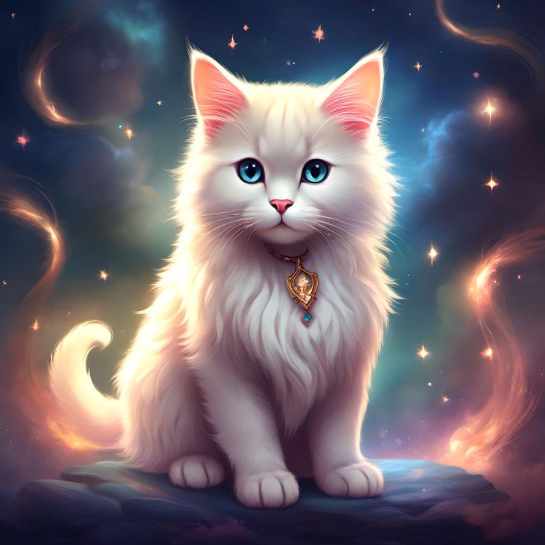 Fantasy Art,Fantasy Art, Djur, katt, inga människor, djurfokus, blåa ögon, katt, himmel, stjärnhimmel)