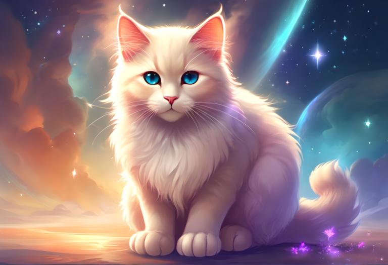 Fantasy Art,Fantasy Art, Animal, cat, no humans, blue eyes, sky, star (sky), cat, animal focus, animal