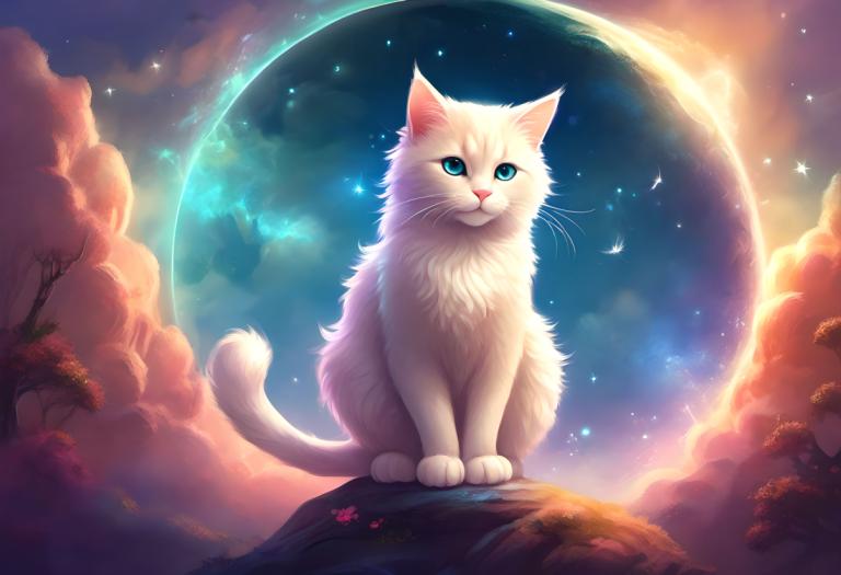 Fantasy Art,Fantasy Art, Animal, cat, no humans, sky, tree, cat, moon, cloud, star (sky), animal focus