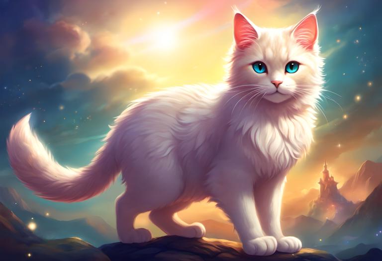 Fantasy Art,Fantasy Art, Animal, cat, no humans, sky, blue eyes, cat, animal focus, cloud, solo, outdoors