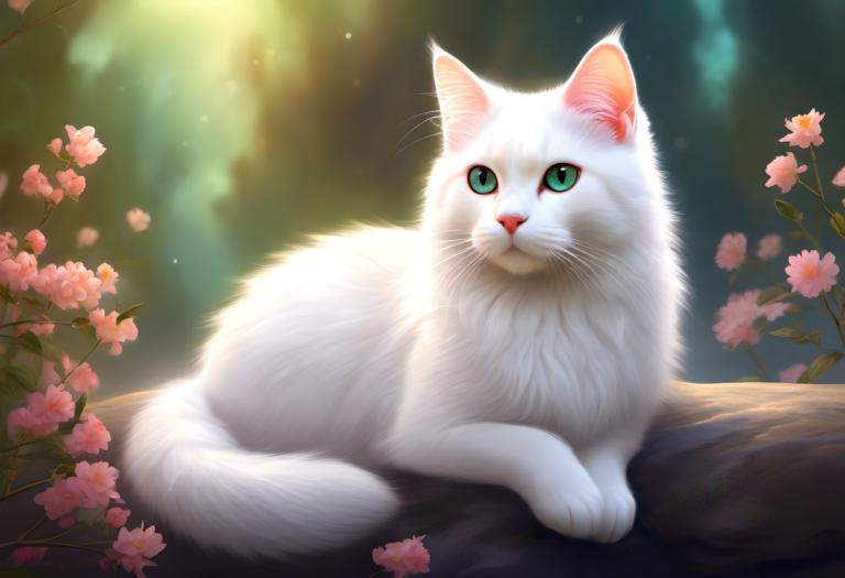 Fantasy Art,Fantasy Art, Animal, cat, no humans, animal focus, cat, flower, realistic, animal, green eyes