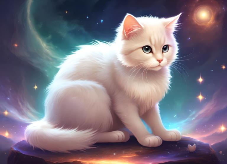 Fantasy Art,Fantasy Art, Animal, cat, no humans, cat, sky, star (sky), realistic, animal focus, animal