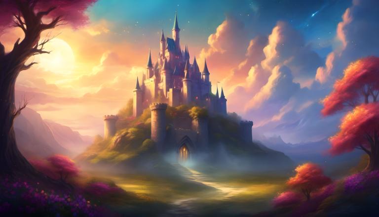 Fantasy Art,Fantasy Art, Castle, castle, scenery, no humans, tree, sky, cloud, castle, outdoors, mountain