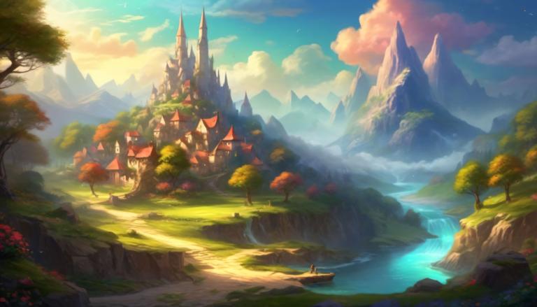 Fantasy Art,Fantasy Art, Village, village, scenery, tree, cloud, outdoors, sky, mountain, no humans, castle