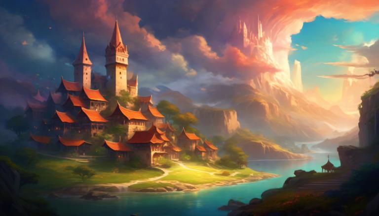 Fantasy Art,Fantasy Art, Village, village, scenery, cloud, castle, sky, outdoors, tower, water, no humans