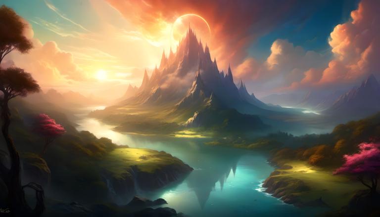 Arte de fantasía,Arte de fantasía, Naturaleza, paisaje, escenario, no humanos, montaña, nube, árbol, cielo