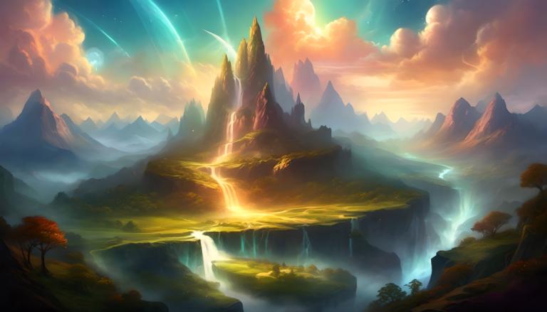 Fantasy-Kunst,Fantasy-Kunst, Natur, Landschaft, Landschaft, keine Menschen, Wasserfall, Berg, Himmel, Wolke