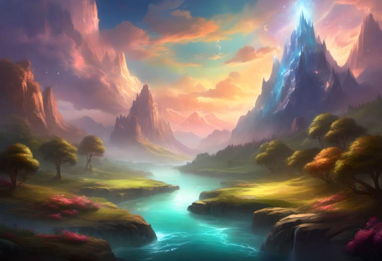 Arte de fantasía,Arte de fantasía, Naturaleza, paisaje, escenario, no humanos, cielo, nube, montaña