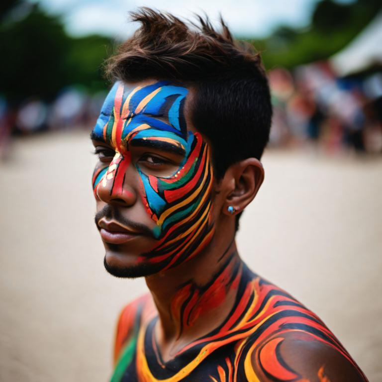 Bodypainting,Bodypainting, People, man, dark skin, 1boy, male focus, dark-skinned male, jewelry, earrings