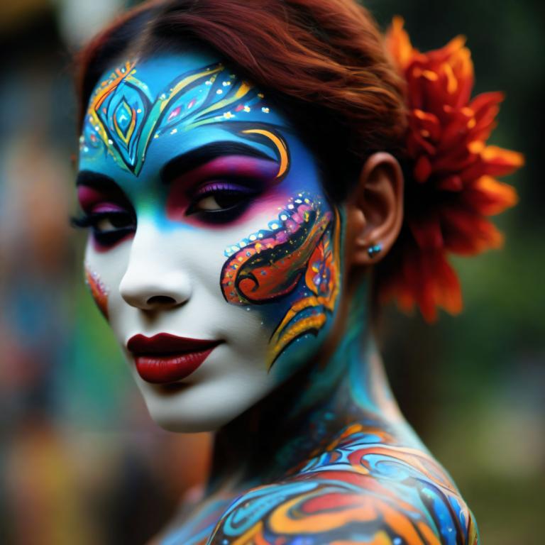 Bodypainting,Bodypainting, Lidé, žena, 1 dívka, sólo, šperky, náušnice, makeup, ozdoba do vlasů