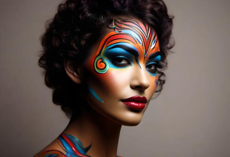 Bodypainting,Bodypainting, Lidé, žena, 1 dívka, sólo, obličejová barva, makeup, tmavá kůže, černé vlasy