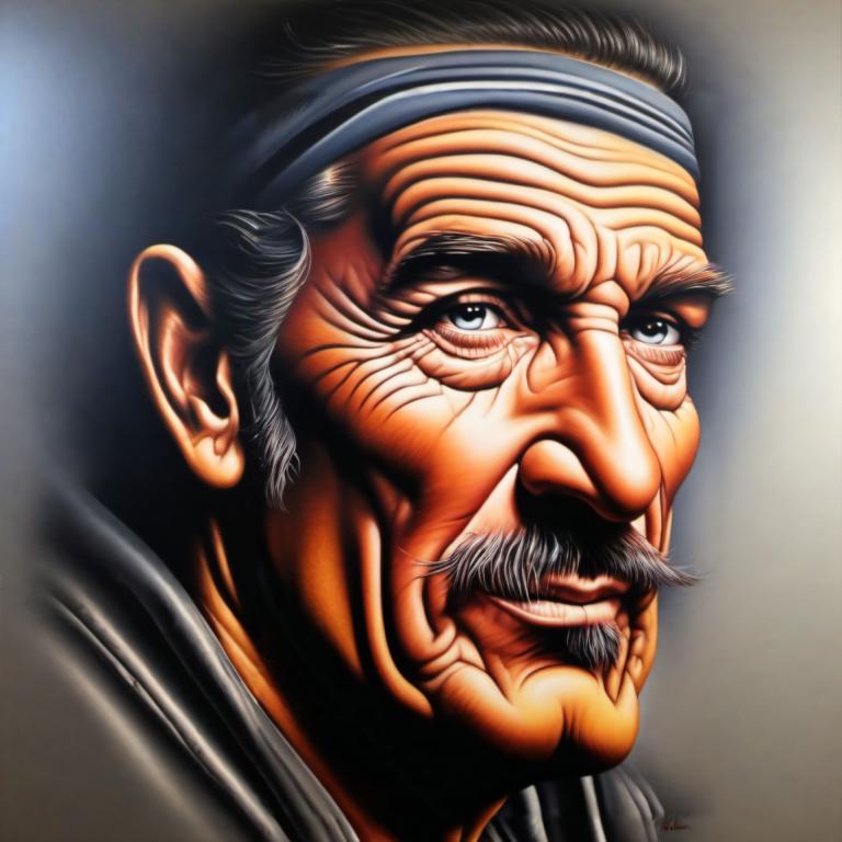 Airbrush Art,Airbrush Art, People, man, 1boy, male focus, solo, facial hair, mustache, old, old man, beard