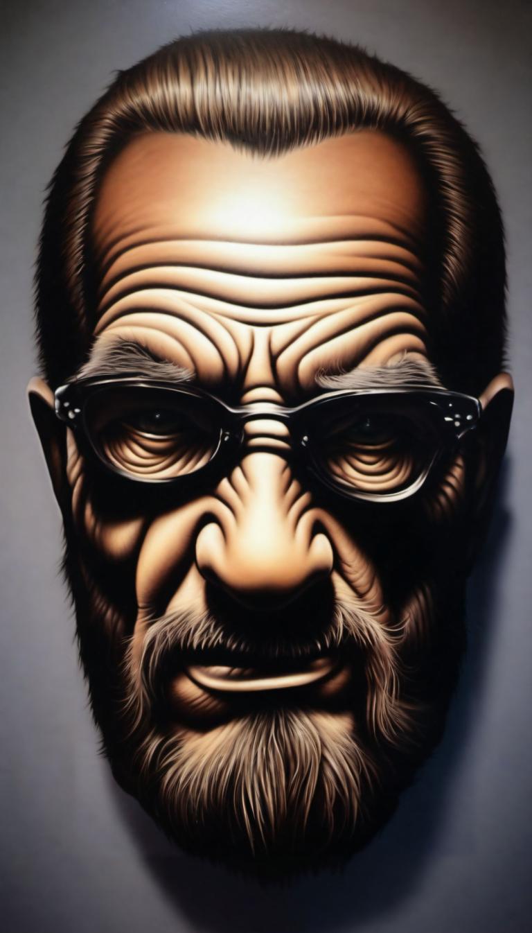 Airbrush Art,Airbrush Art, People, man, 1boy, solo, male focus, facial hair, beard, glasses, mustache