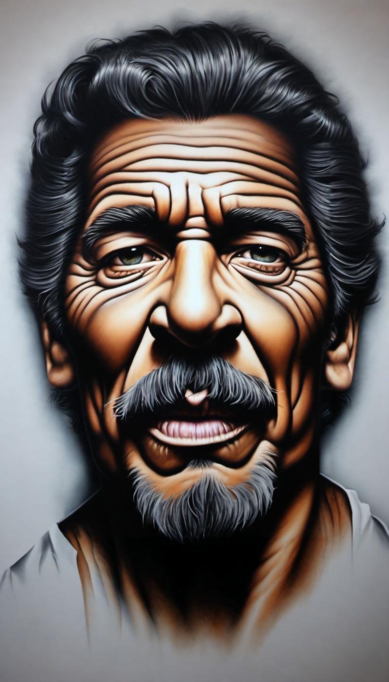 Airbrush-kunst,Airbrush-kunst, Mensen, man, 1 jongen, solo, mannelijke focus, gezichtshaar, baard, zwart haar