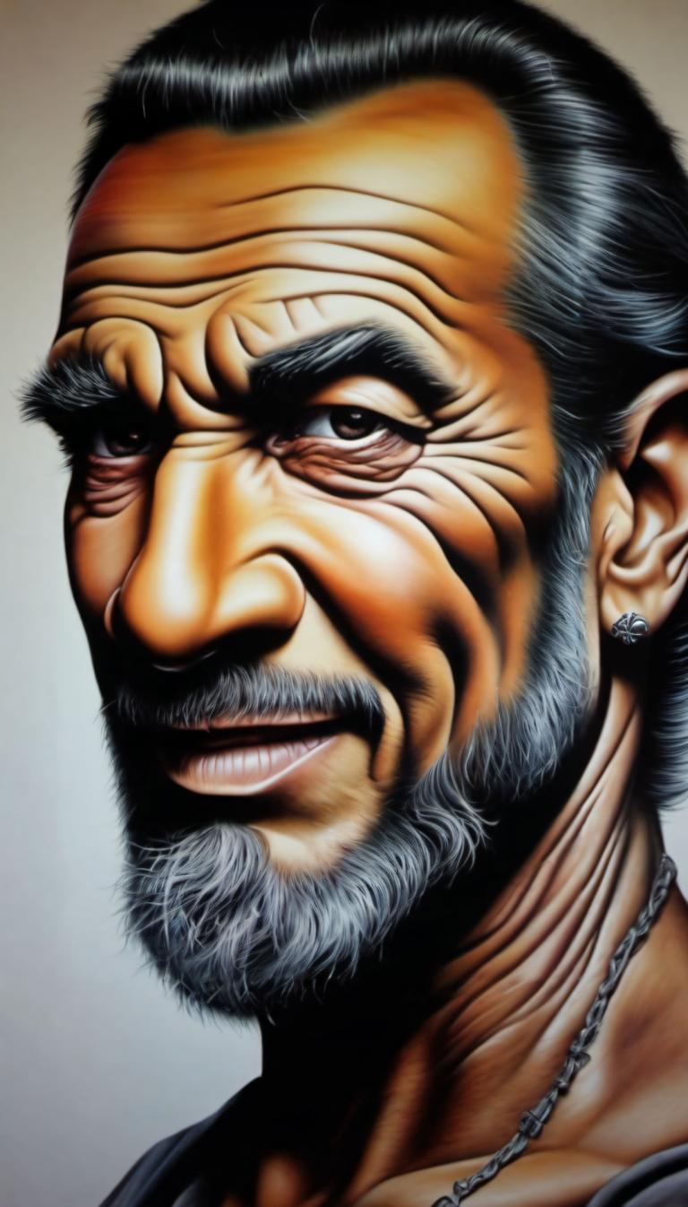 Airbrush Art,Airbrush Art, People, man, 1boy, solo, male focus, facial hair, jewelry, beard, realistic