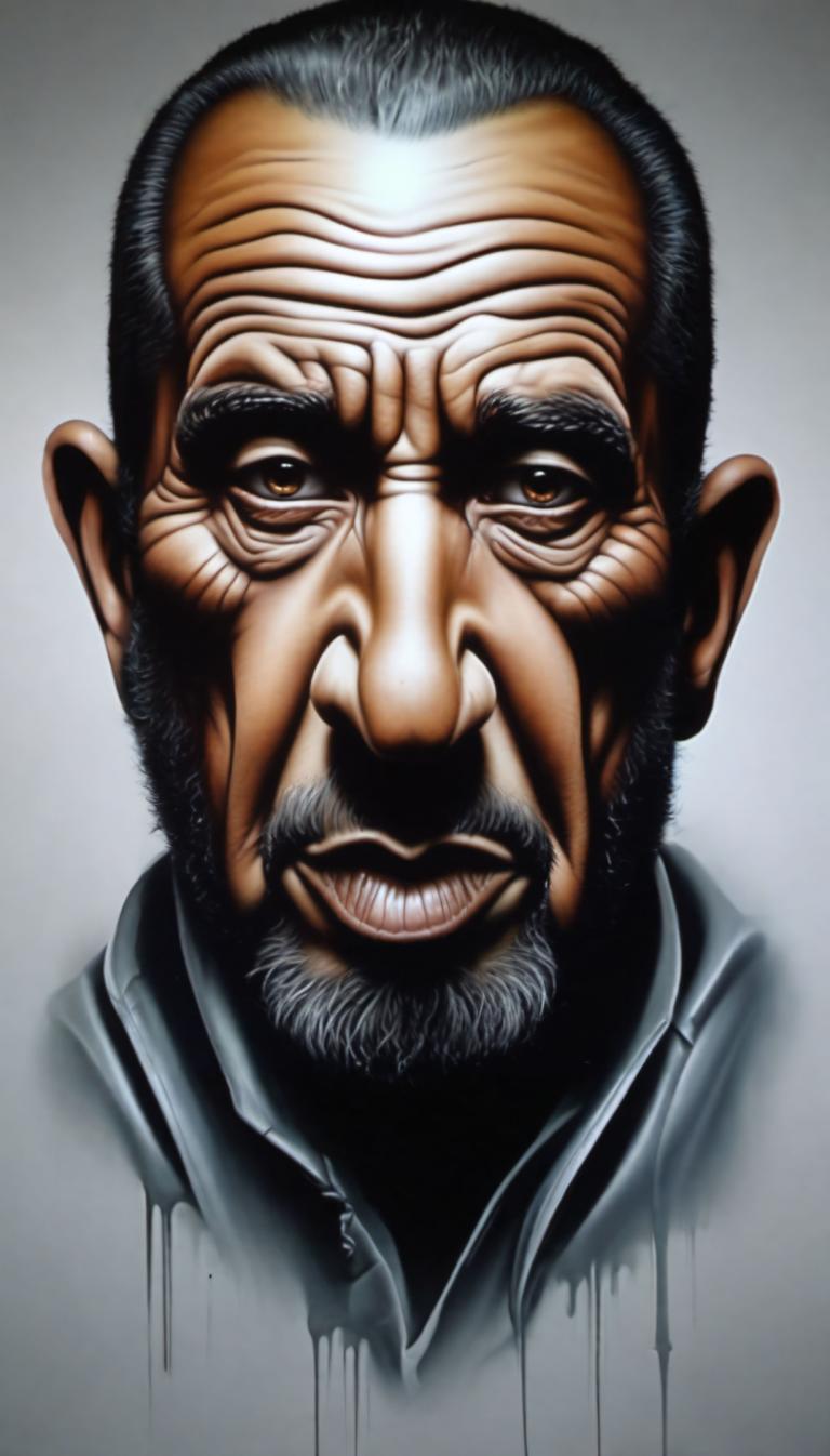 Airbrush Art,Airbrush Art, People, man, solo, 1boy, male focus, facial hair, beard, black hair, brown eyes