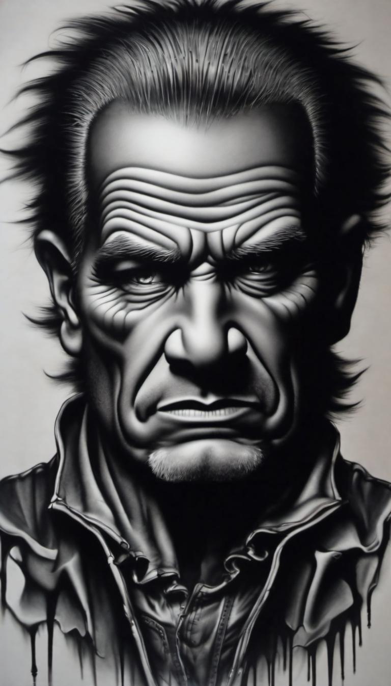 Airbrush Art,Airbrush Art, Lidé, muž, černobílý, sólo, mužské zaměření, 1 kluk, stupně šedi, portrét