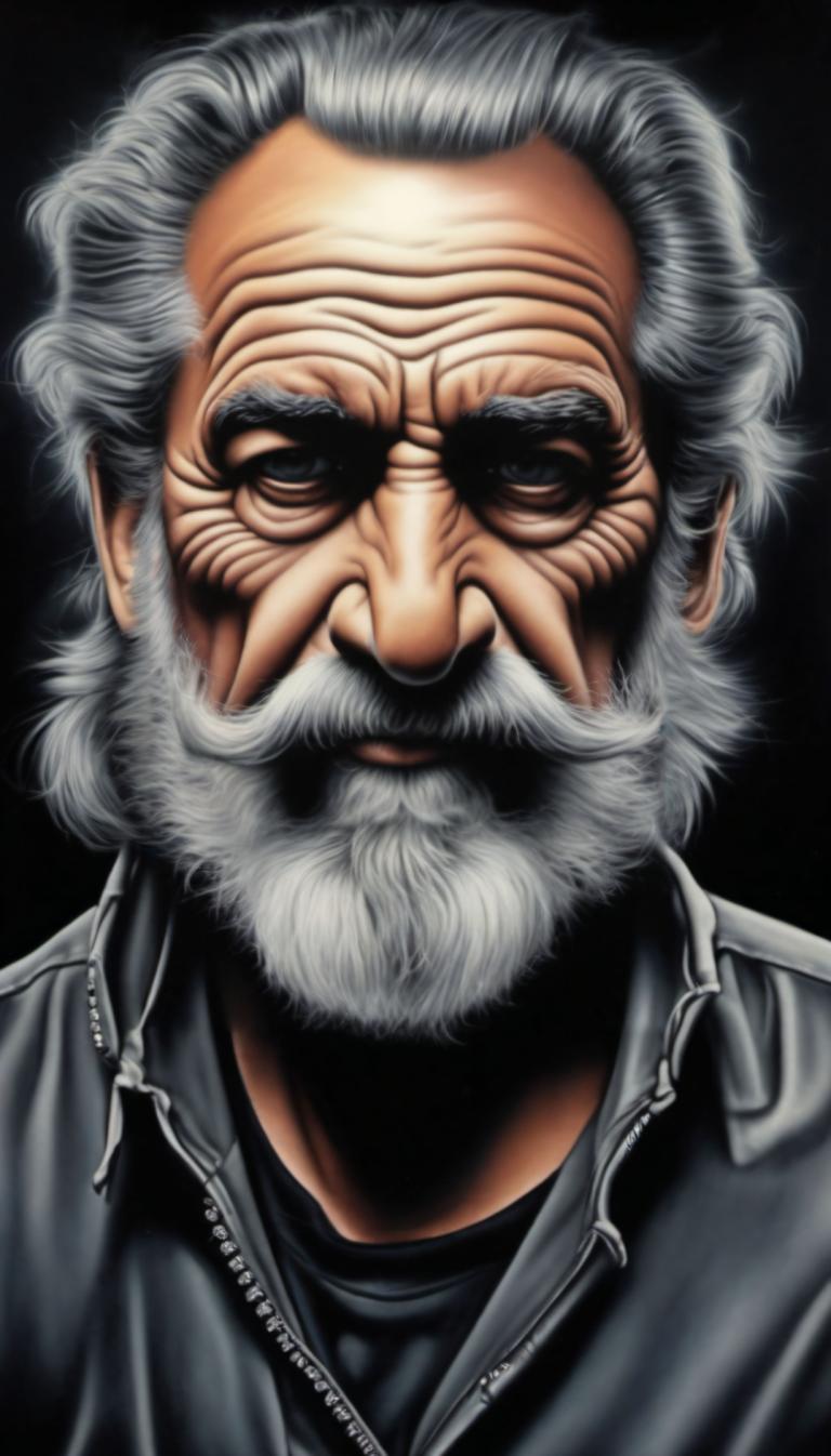 Airbrush Art,Airbrush Art, Mennesker, Mann, 1 gutt, solo, mannlig fokus, ansiktshår, skjegg, gammel