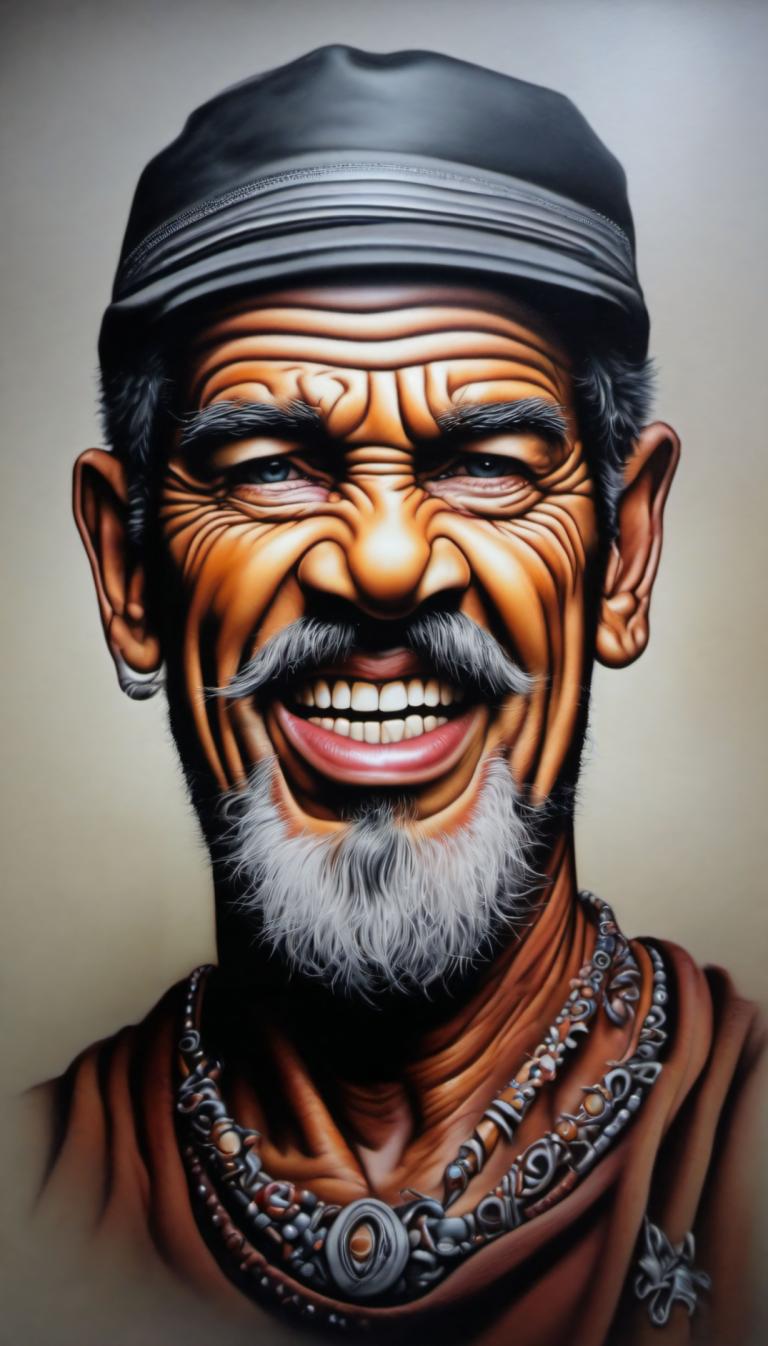 Airbrush Art,Airbrush Art, People, man, solo, 1boy, male focus, facial hair, jewelry, beard, necklace