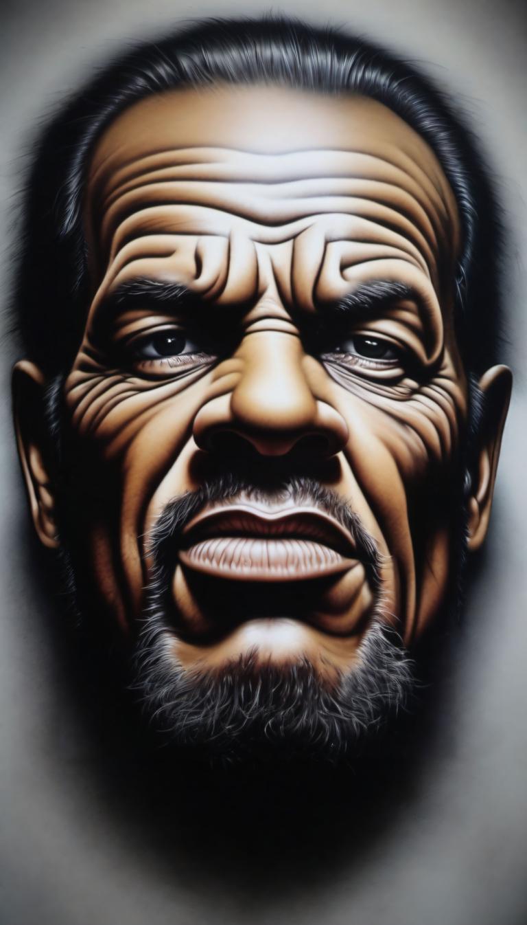 Airbrush Art,Airbrush Art, Mennesker, Mann, 1 gutt, mannlig fokus, solo, ansiktshår, skjegg, gammel