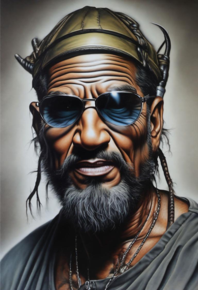 Airbrush Art,Airbrush Art, People, man, 1boy, male focus, solo, facial hair, beard, sunglasses, necklace