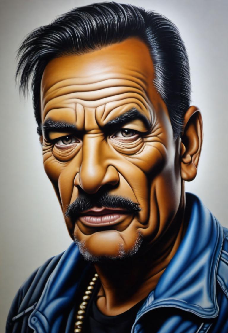 Airbrush Art,Airbrush Art, People, man, solo, 1boy, male focus, facial hair, black hair, realistic, jacket