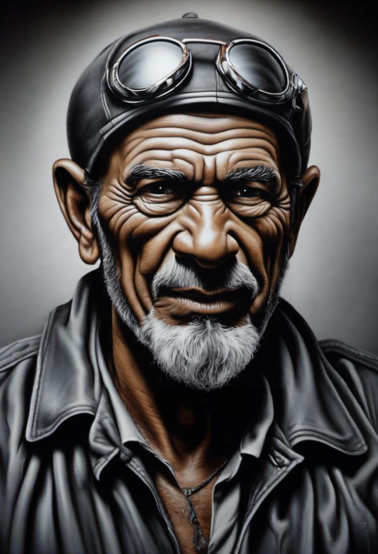 Airbrush Art,Airbrush Art, People, man, 1boy, solo, male focus, facial hair, beard, goggles, realistic