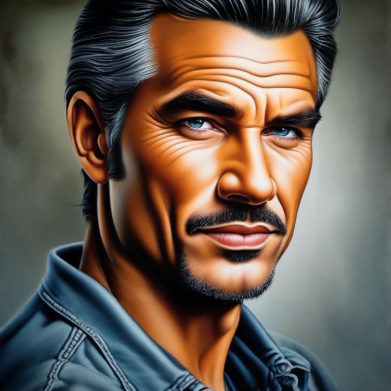 Airbrush Art,Airbrush Art, People, man, 1boy, solo, male focus, facial hair, black hair, blue eyes, realistic