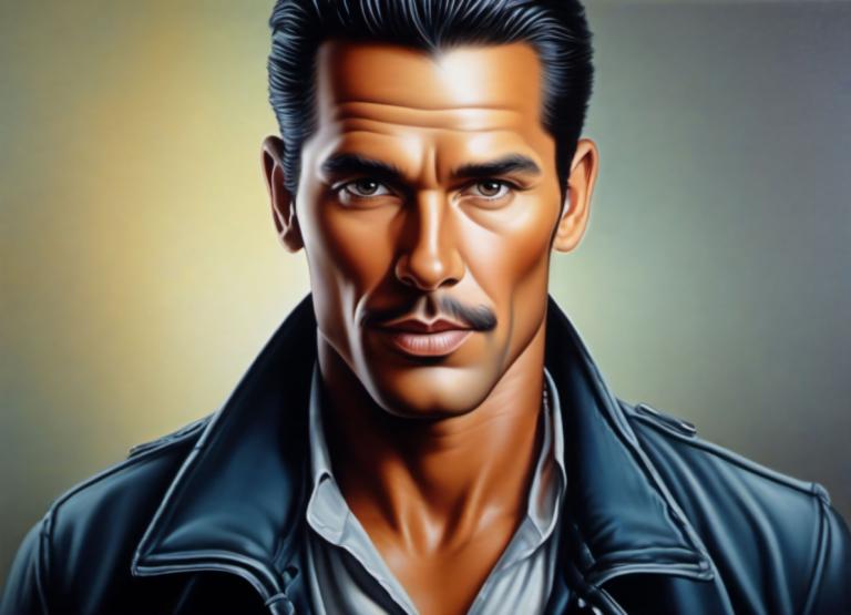 Airbrush Art,Airbrush Art, People, man, 1boy, solo, male focus, realistic, black hair, manly, facial hair