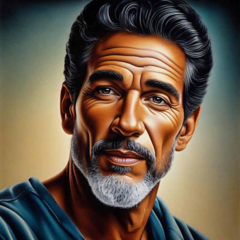 Airbrush Art,Airbrush Art, People, man, 1boy, male focus, solo, facial hair, black hair, beard, realistic