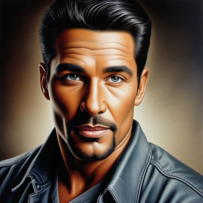 Airbrush Art,Airbrush Art, People, man, 1boy, male focus, solo, facial hair, black hair, realistic, manly