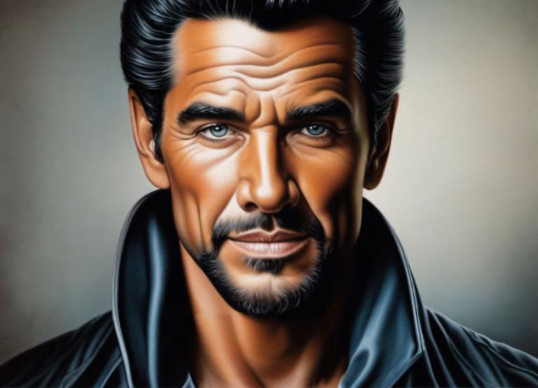 Airbrush Art,Airbrush Art, People, man, 1boy, solo, male focus, facial hair, black hair, realistic, manly