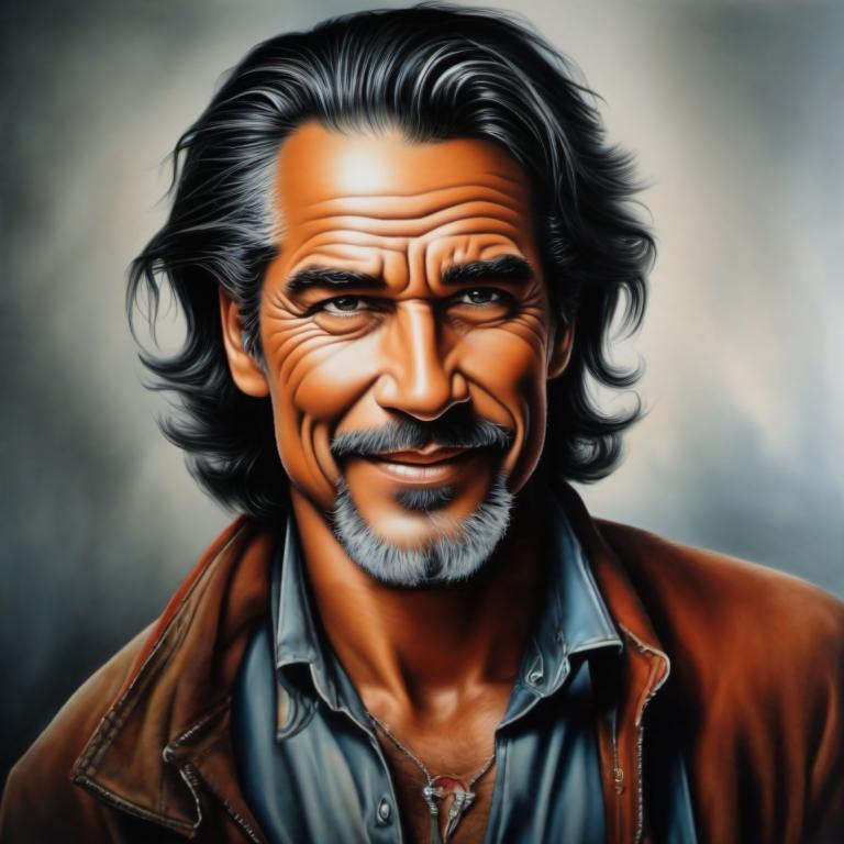 Airbrush Art,Airbrush Art, People, man, 1boy, male focus, solo, facial hair, black hair, beard, jewelry