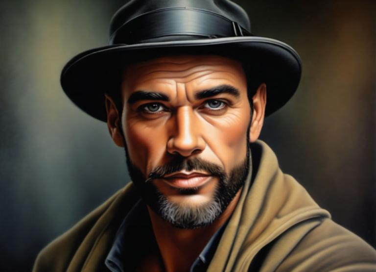 Airbrush Art,Airbrush Art, People, man, 1boy, solo, male focus, facial hair, hat, realistic, beard, manly